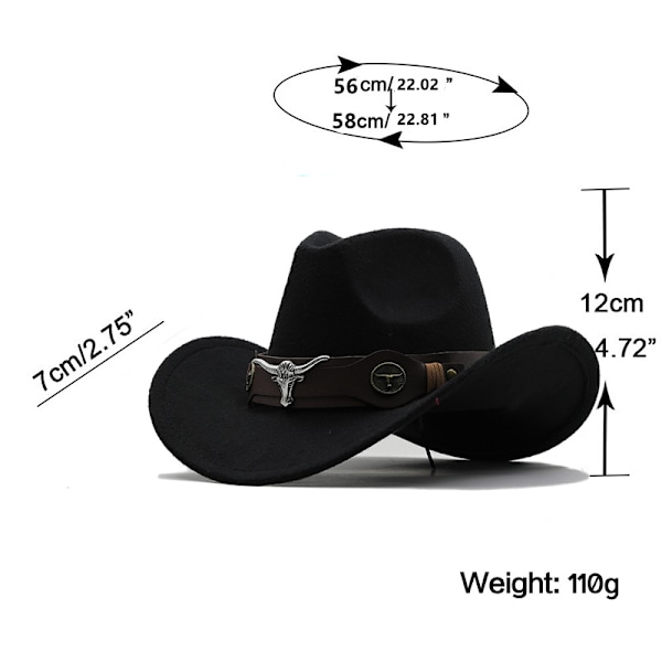 Cowboyhat til børn, drenge og piger, Western Hat, Filt Hat, Jazz Fedora, Cowboyhat med bælte (Safirblå) Sapphire Blue