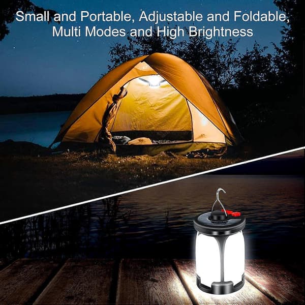 LED Campinglanterne - Solar USB Oppladbart Lys med 6 Lysstyrkemoduser, Bærbart Vanntett Design for Utendørs Bruk