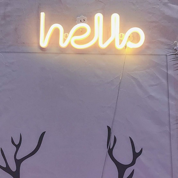 Neonlys, LED Hello Neon Ordtegn Neonbogstaver Lys Kunst Dekorative Lys, Marquee Skilte/Vægdekoration (Varmt Hvidt) warm white or blue