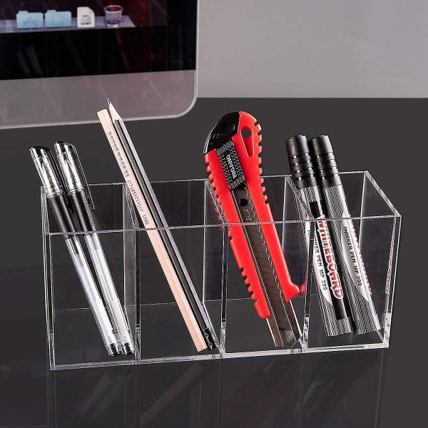 Akryl penholder 4 rum Klar makeup børster Holder blyant