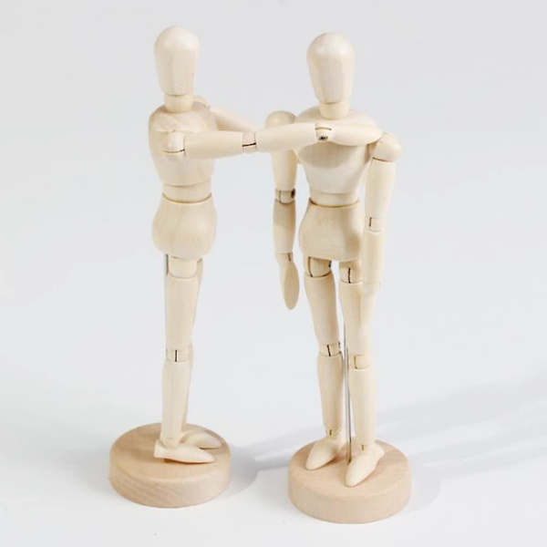 Træfigur Model Menneske Kunst Mannequin Manikiner Til Kunstnere Skitse Kul Hjem Kontor Skrivebord Dekoration Børns Legetøj (1 stk, Træfarve)