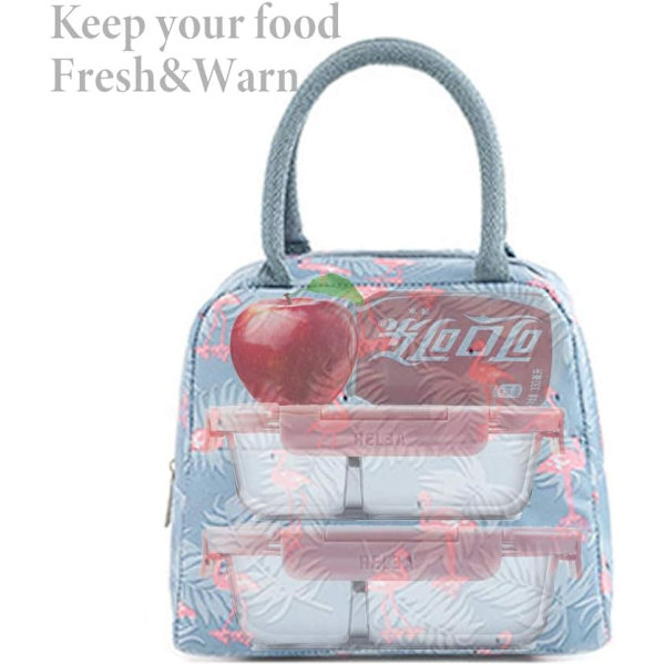 Lunsjpose Tote Bag for Kvinner Bred Åpen Isolerte Kjølepose Vannbestandig Termisk Lekkasjesikker Lunsjarrangør For Menn Jenter Utendørs Piknik Arbeid Flamingo