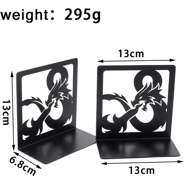 1 Pair Black Metal Non-slip Dragon Bookends Decorative Bookends Dvd Invisible Bookshelf Office Desk Home Decor