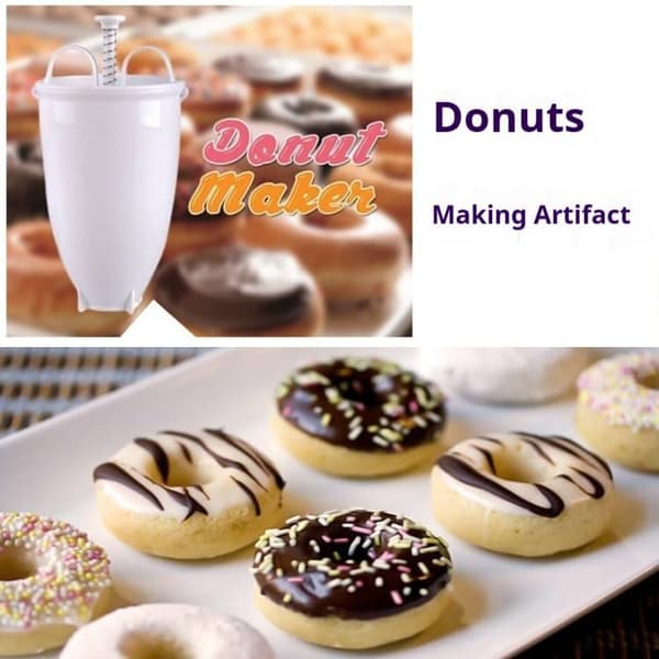 Donutmaskine i plast | Vaffelform | Køkkenbageudstyr | Donutkageform | DIY kage- og kiksebageværktøj