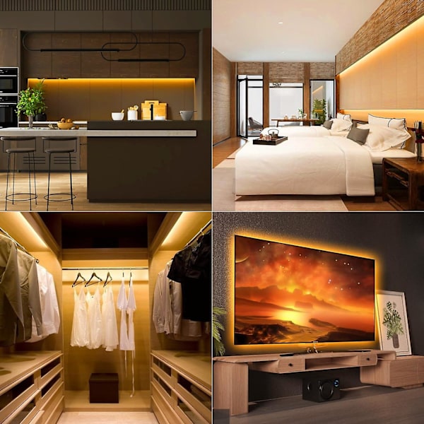 COB TV LED-stripe 3m, 12V USB-dimmer COB lysstripe 3000K varm hvit TV-baklys CRI90+ 1440LEDs LED lineær lys for TV-baklys PC soverom kjøkken