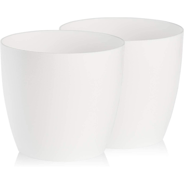 Blomkruka, Plastkruka, Set om 2, Rund Form, Blomkruka (vit, 20 cm)