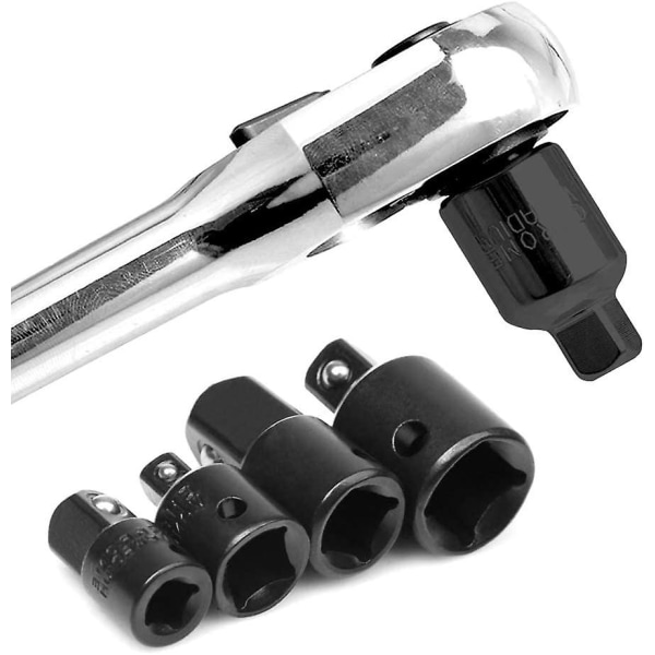 4 stk. forhøyer- og reduksjonssett skralleadapterreduksjonsadaptere for 1/2\" 1/4\" 3/8\" drivhylser og bits
