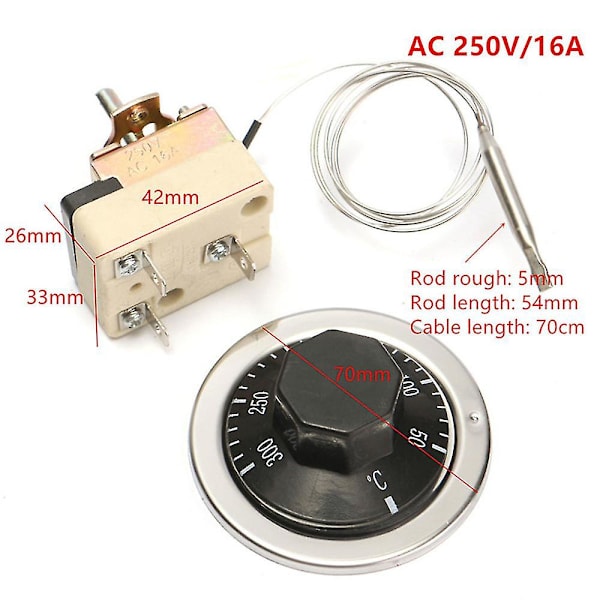 Ac 250v 16a 50-30050-400 astetta Celsius lämpötilan säädin Ei Nc sähköuunille Mikrotermostati