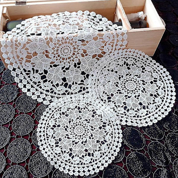 Koppunderlägg i Ekologisk Spetsdesign, Polyester, Dekorativt Koppunderlägg för Hemmet