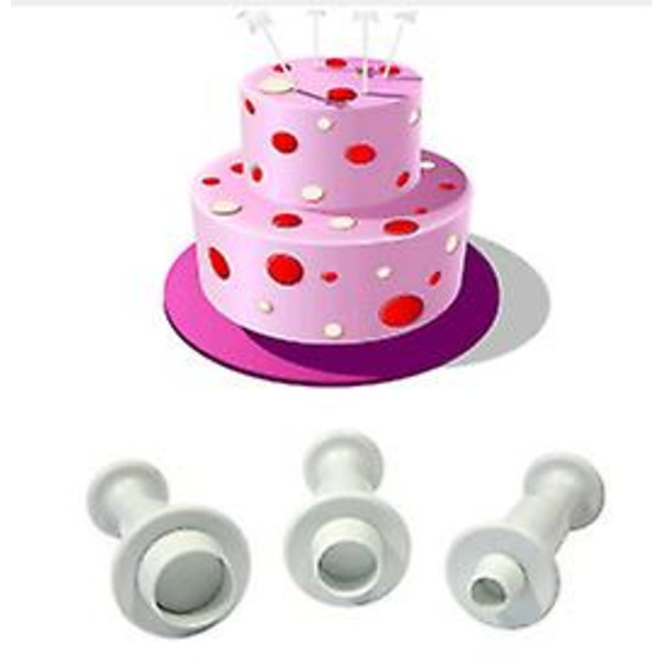 Set med 3 Tryckutskärare, Plast, Vit, 2,6 cm 2,2 cm 2 cm