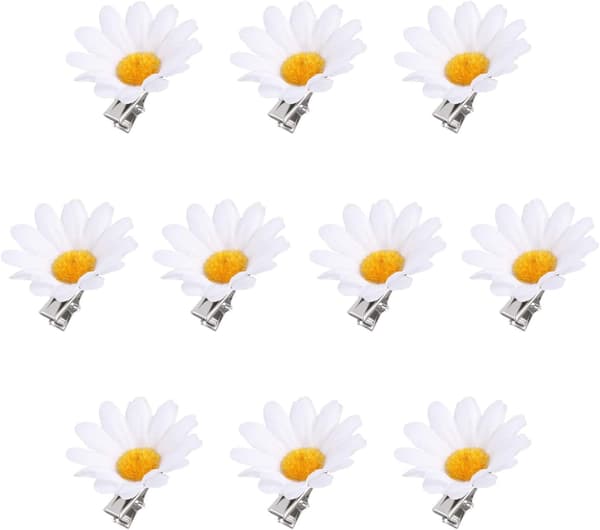 10 st Daisy hårklämmor söta små blomhårklämmor flätaccessoarer hårnålar
