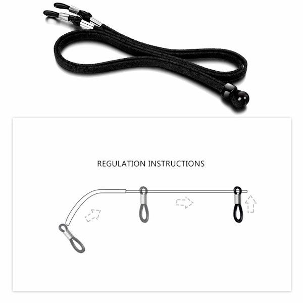 3 stk Brillegjenger, PU Lær Anti-Skli Brille Snøreholder Lanyard