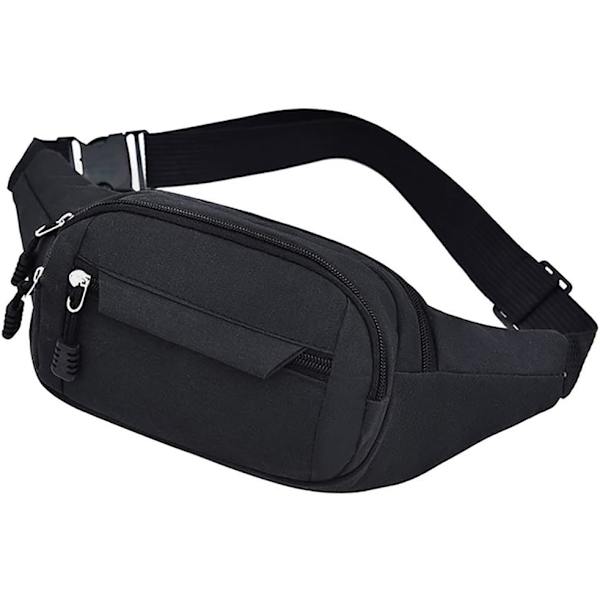 Bumbag vyötärölaukku, vedenpitävä 4 vetoketjullista taskua Fanny Pack juoksuvyötärölaukku Säädettävä vyö Vyötärölaukut ulkoiluun juoksuun maratonille kuntosalille pyöräilyyn
