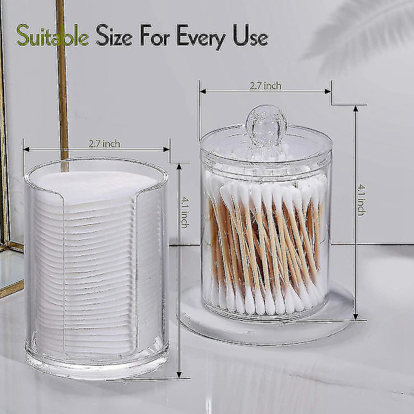 Qtip Holder Dispenser til Vatronuld, Vatpind, Apotekerkrukke med Låg til Badeværelse Kanister S A