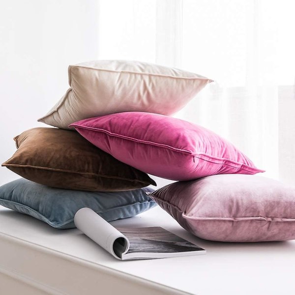 Set med 2 Sammetskuddfodral Dekorativa Kuddar med Dold Blixtlås Soffa Sovrum 18x 18 Tum 45 X 45 Cm Set med 2 Guld