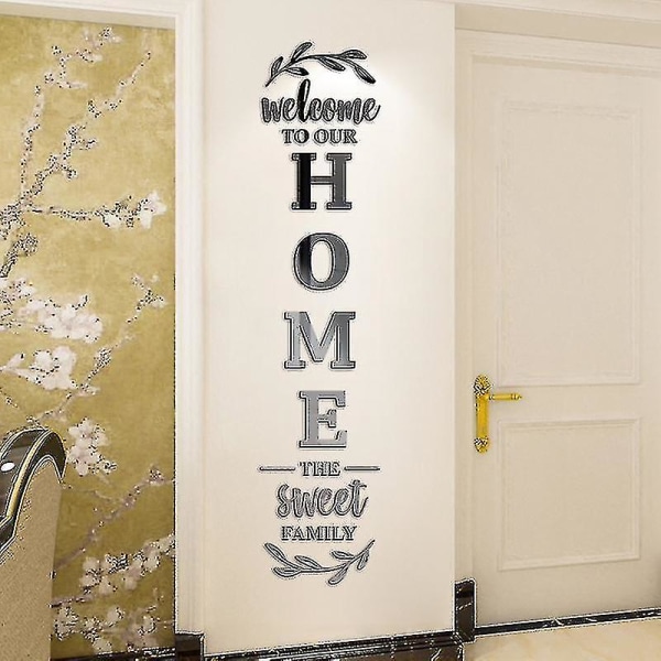 3d Alfabet Home Sign Speil Veggdekor klistremerker Kompatibel med Home Decor Set-a