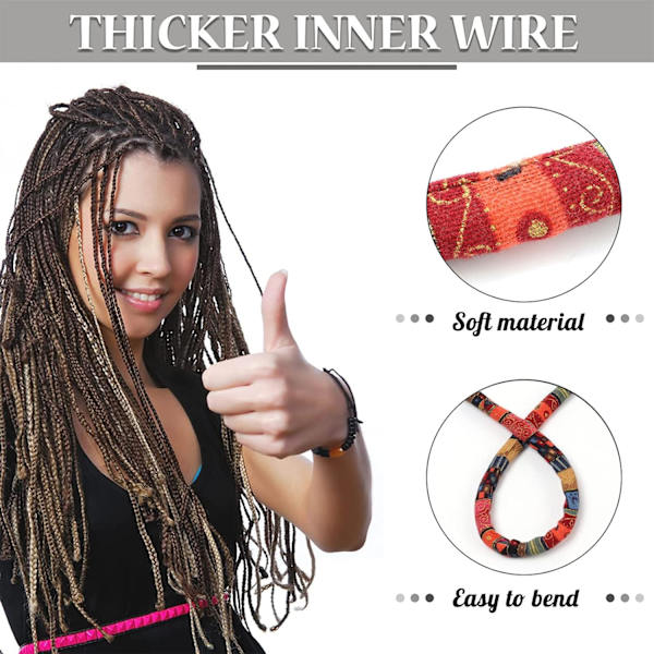 Spiral Lock Hårband Dreadlock Tillbehör, Böjbara Hårband Långa Dreads, Bun Wrap Ponytail Wrap Tie Tjockt Lockigt för Kvinnor och Män Ponytail Hållare ( Red Pattern