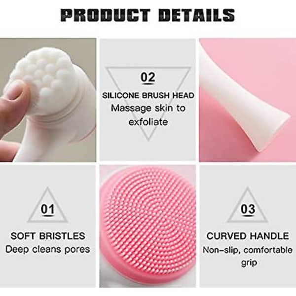 Manuell ansiktsbørste Ansiktsrensebørste Ultra skånsom manuell skrubbrens Kosmetikk for alle hudtyper (rosa)