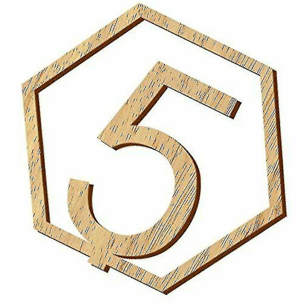 1-20 Træ Bryllup Bordnumre Hexagon Form Med Holder Base Catering Dcor