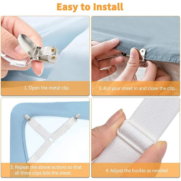 Sengestrop Fasteners, 4 stk Justerbare Trekant Elastiske Suspenders Gripper Holder Remme Klip Til Sengelinned, Madrasbetræk, Sofa Pude (sort)