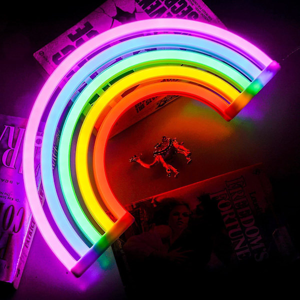 Pöytävalaisin Yövalot Värikäs Sateenkaari Neon Lamppu Merkit Valo Huoneelle