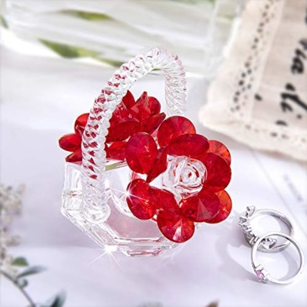 Cyrstal Rose Vase Figurine Glas Rose Ornament, Krystal Kurv af Blomster Papirvægt, Gave til Mor Red