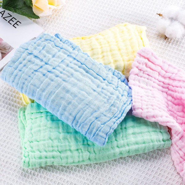 8 stk Muslin Baby Vaskekluter, 25 X 25cm Vaskbare Myke Bomulls Baby Ansiktshåndkle Baby Bomulls Swaddles For Tørking Hånd Ansikt Kropp Sensitiv Hud Baby Nyfødt