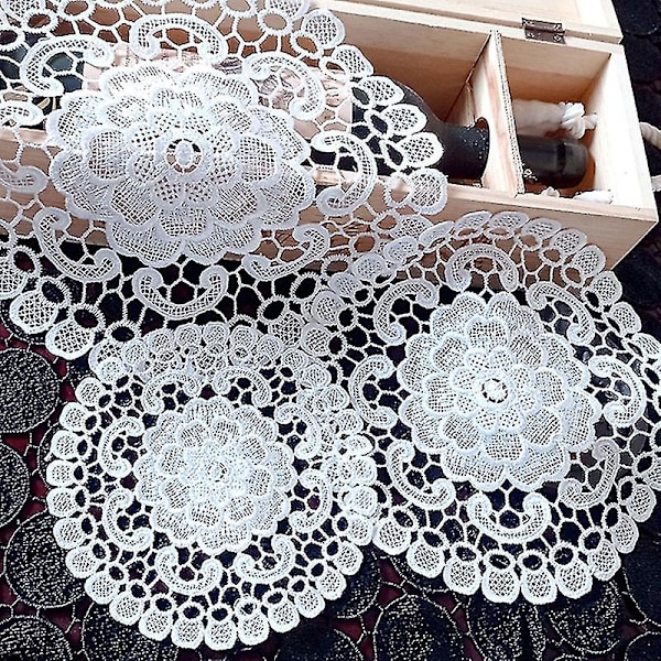 Koppunderlägg i Ekologisk Spetsdesign, Polyester, Dekorativt Koppunderlägg för Hemmet