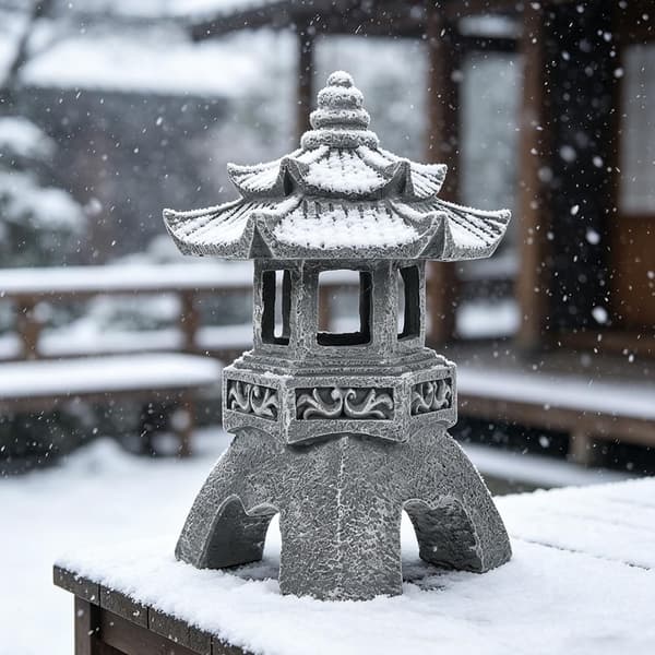 Pagode-ornament i japansk stil – Solcellelampe – Hagelykt – 26 x 17 cm