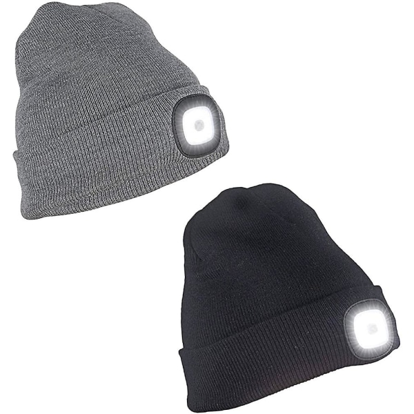 USB Genopladelig Led Beanie Cap. Lysende og blinkende alarmtilstande 8 LED-hænder