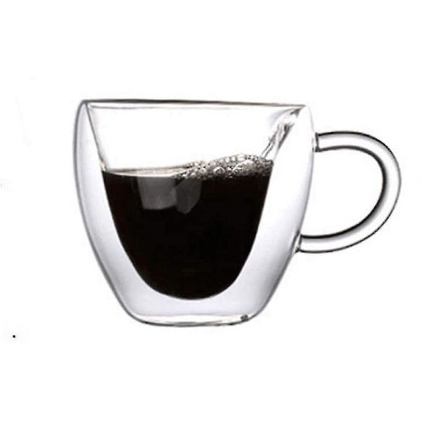 Hjerteformet dobbeltvægget isoleringsglas kaffekopper eller tekopper, mælkekopper, mælkeglas, dobbeltvægget glas, gennemsigtigt, unikt og isoleret hvidt