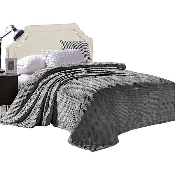 Flannel Tæppe, 167x228 Cm Blødt Sofa Tæppe, Waffle Fleece Tæpper Til Sofa, Baby Blå Tæppe