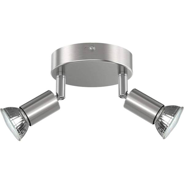 LED Taklampe Roterbar, 2-veis Rund Plate LED Takspotlys, ø110mm (Inkludert 2x4W GU10 LED Lyspærer, 400LM, Varmt Hvit) LED Ce Brushed Nickel 2 Way