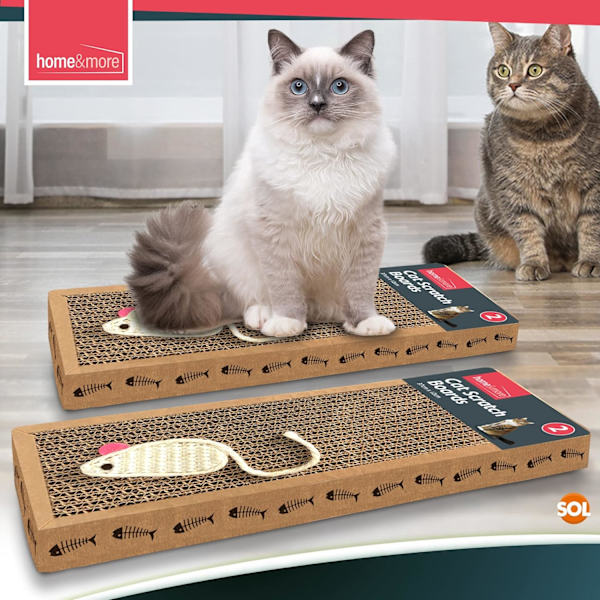 2-pack Kattklösbräda | 37 x 12cm | Vändbar Kattklösbräda i Kartong för Innekatter, Små & Stora | Kattklösmatta