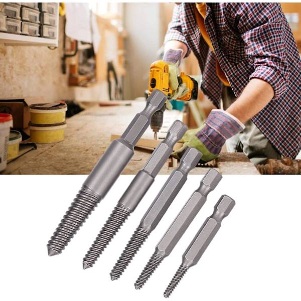 5 stk Skruebor Bits Stud Fjerning Verktøy Broken Skrue Ekstraktor Hex Skaft Skadet Fine Tenner Bolt Fjerning Verktøy