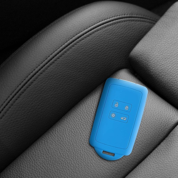 Sininen - Auton avaimen lisävaruste yhteensopiva Renault Smart Key 4 painikkeella (vain avaimeton sisäänpääsy) - Pehmeä silikonikuori avaimenperän kanssa - 1 kpl