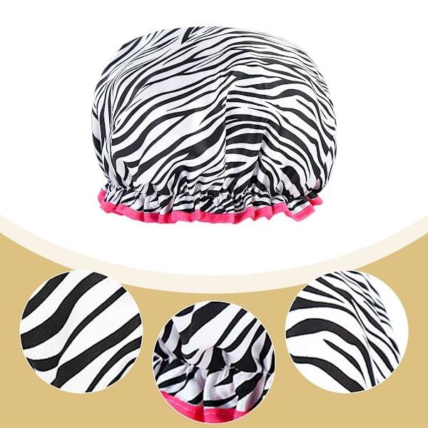 Gjenbrukbar Dobbel Lag Tykk Dusjhette - Vanntett Stilig Sebradesign - Flott for Bading og Dusjing - 1 stk Zebra print
