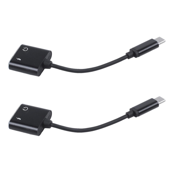 2x typ C-adapter Aux-ljudadapter USB -typ C till 3,5 mm hörlursuttag Adapter för Mi 6 utan uttag