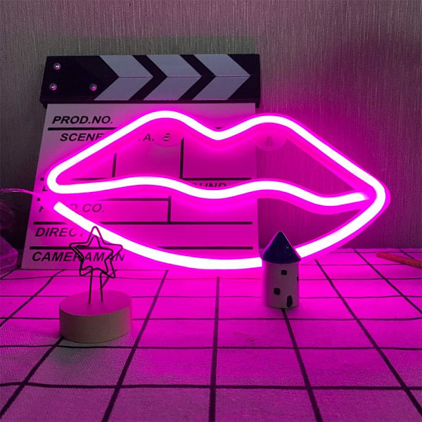 Neon Lyserød Læbe Neonlys Neon LED Læbe Lyserøde Neon Skilte Batteri/USB Drevet Læbe Neon Skilte Neonlys Pink til Væggen Pink Neonlys Apink