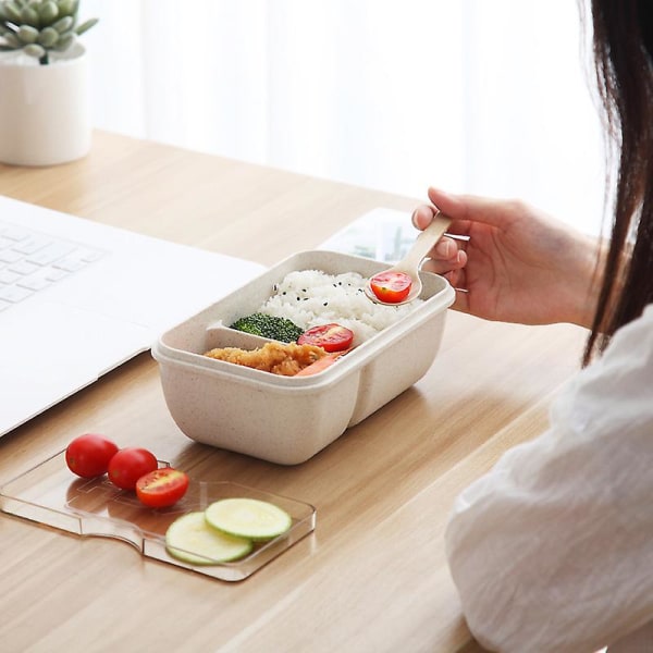 Frokostløsning med rum til måltider og snacks - Lækagesikker opvaskemaskine-venlig frokostboks til mænd med beholdere (1 stk, Beige)