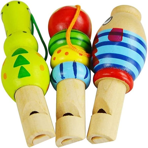 Söta djur Trä Miniflöjter Visselleksak Baby Mini Pedagogisk Musikinstrument Present Födelsedagsfest Loot Bag Pinata Toys Fillers Färgglada för Baby K