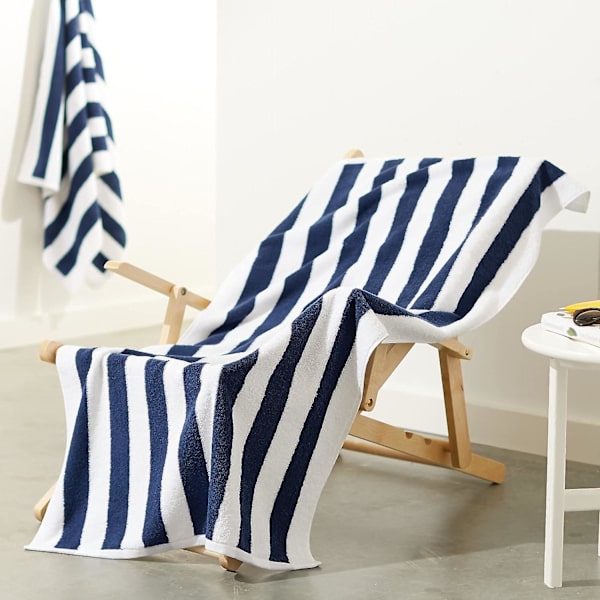 Rantapyyhe - Cabana-raidat, tummansininen, 1 kpl