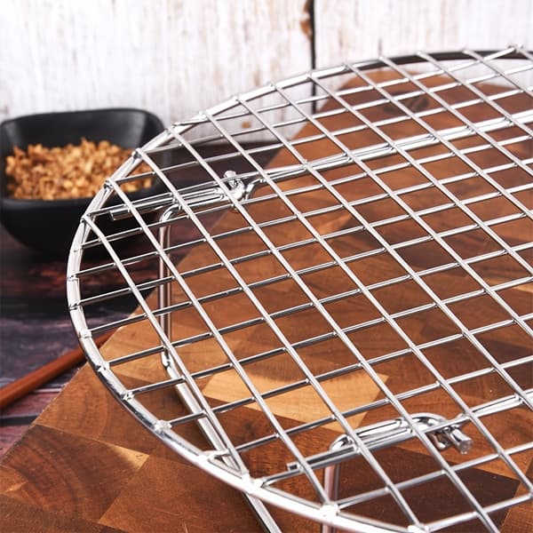 1 sammenklappeligt stativ i rustfrit stål — Afkølingsrist, spydstativ, dampindsats, tilbehør til airfryer