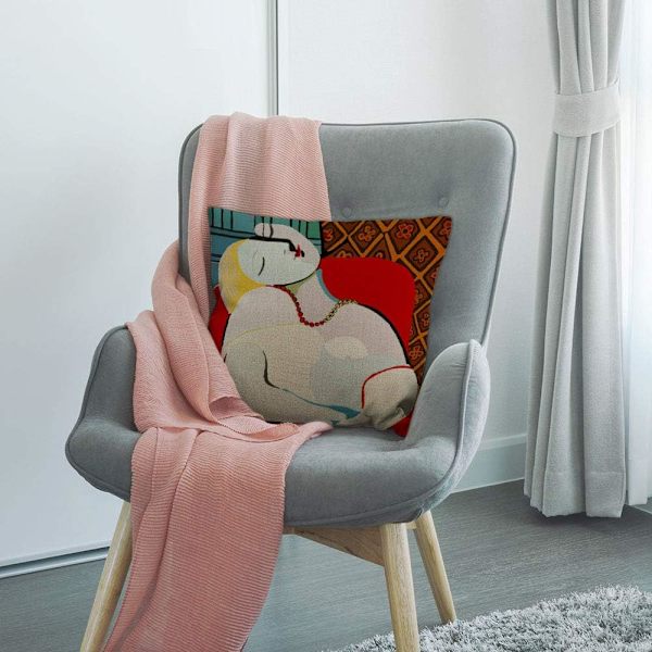 Kuddfodral Picasso Le Reve The Dream Målning Överkast Kuddfodral Hem Dekorativ för Män/Kvinnor/Pojkar/Flickor vardagsrum Sovrum Soffa Stol 18X18 Multi 07 18 x 18 cm