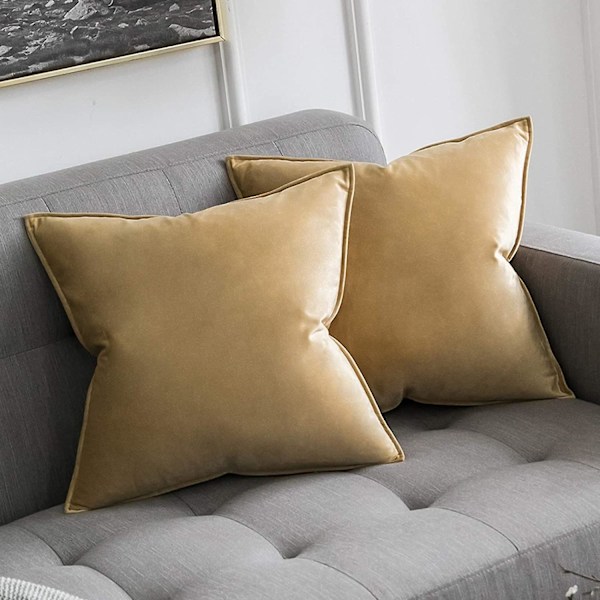 Sæt med 2 fløjls pudebetræk dekorative pyntepuder sofa pude lændepude pudebetræk med skjult lynlås sofa soveværelse 45 x 45 cm grå