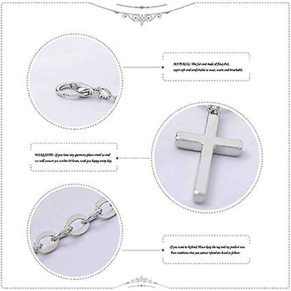 Trendigt halsband korshängande kedja smycken för kvinnor och flickor (silver)