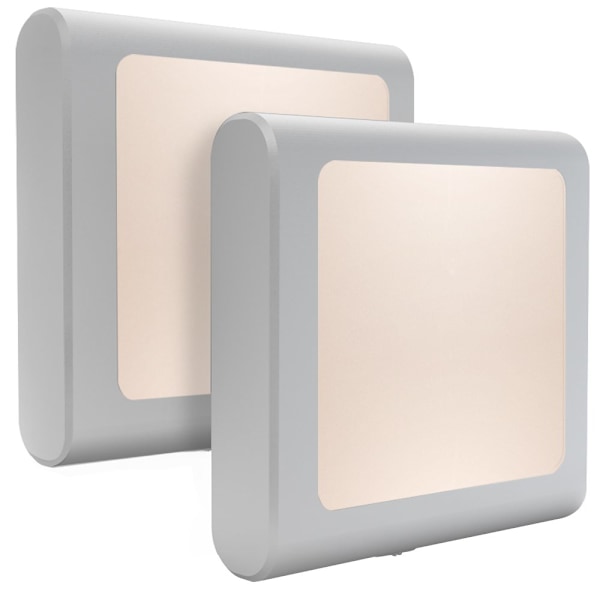 Plug-in LED Nattlampe med Automatisk Skumring til Daggry Sensor, Justerbar Lysstyrke Varmt Hvitt Lys 2 Pakning