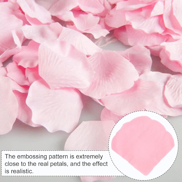 2000 stk. lyserøde rosenblade til soveværelset, kunstige rosenblomster, smagløse emulering silke rosenblade til romantiske scener bryllupsdag, Pink