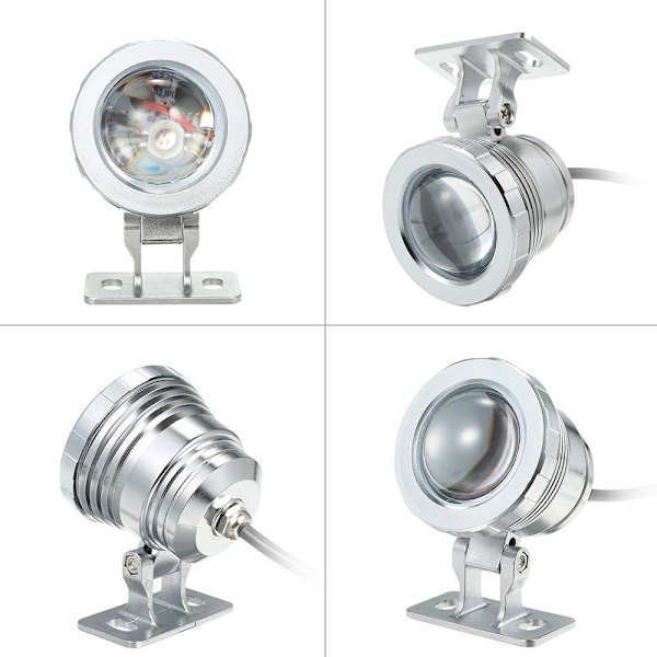 10W RGB LED Undervandslys Dykkerlampe med Fjernbetjening 16 Farver 4 Lyseffekter IP65 Vandafvisende Design til Pool Akvarium Springvand Hall Uk Plug Silver