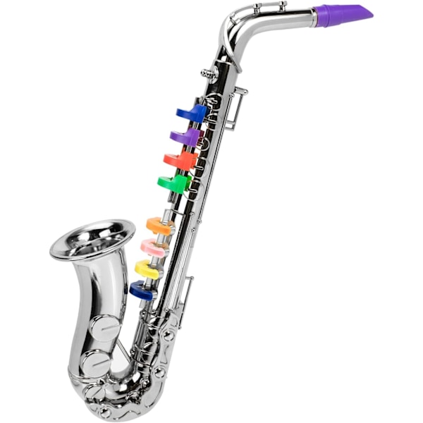 Saxofonleksak för barn Trumpet Musikinstrument Plast 8 toner Tidig pedagogisk leksak Silver